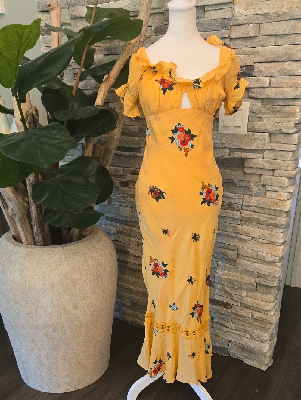 Free People Bali Santa Cruz Ruffle Midi Dress